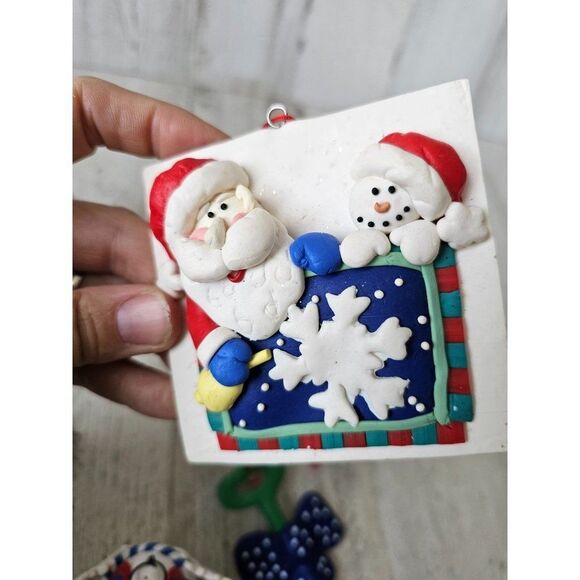 snowman vintage ornament set baby rattle Santa - Picture 5 of 13